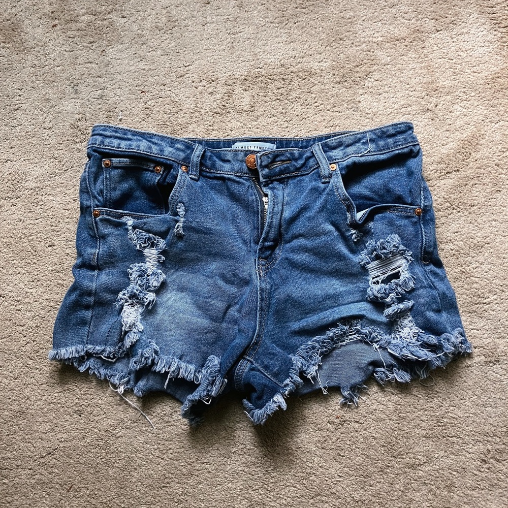 Ripped jean shorts